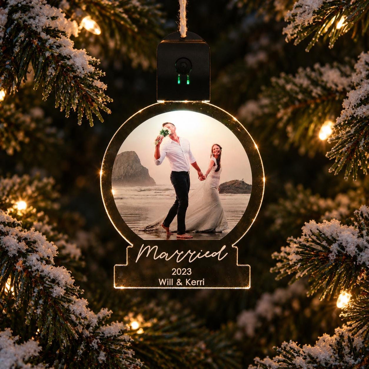 Custom Photo Snow Globe Ornament, LED Color Changing Christmas Ornament, Personalized Holiday Keepsake