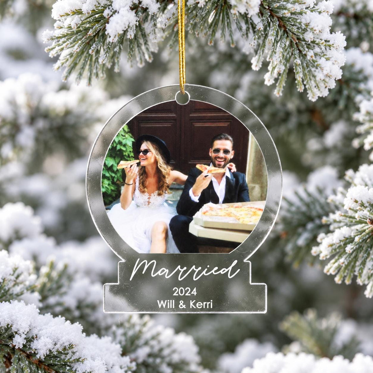 Custom Photo Snow Globe Ornament, LED Color Changing Christmas Ornament, Personalized Holiday Keepsake