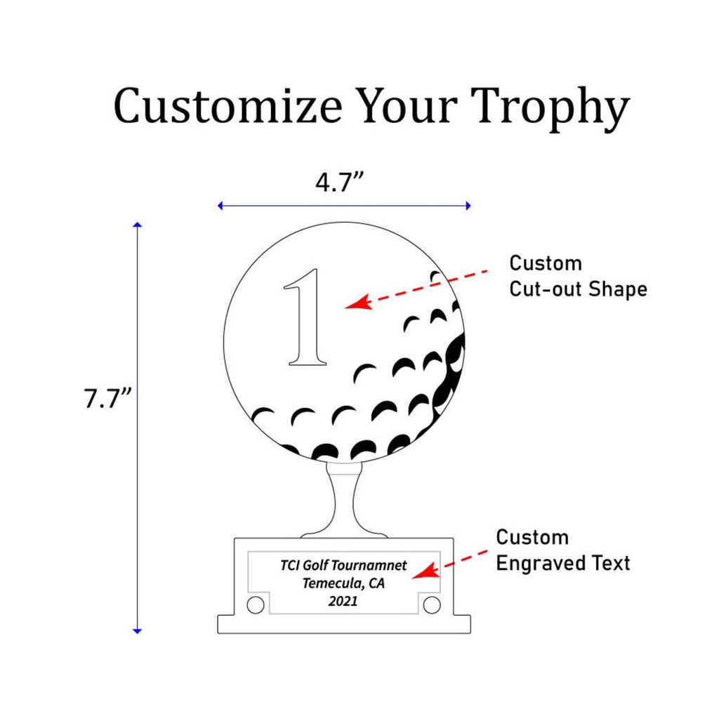Custom Golf Trophy, Acrylic Golf Award, Engraved Wood Base, Personalized Tournament Trophy, Golf Prize, Corporate Golf Gift — photo 4