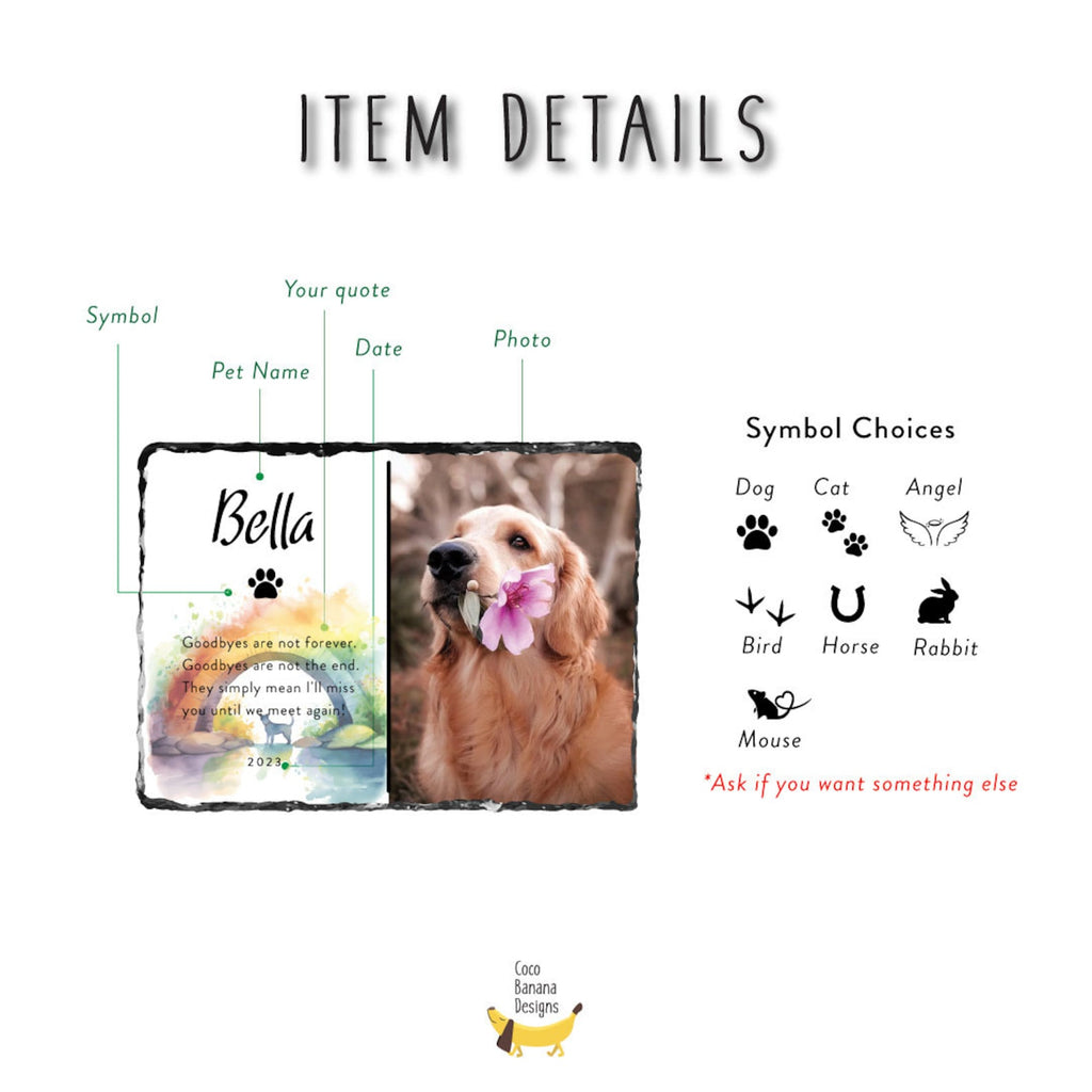 Personalized Pet Memorial Slate with Photo and Rainbow Bridge Design — photo 3