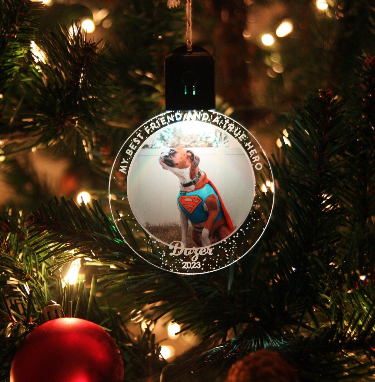 Custom LED Photo Ornament, Personalized Photo Christmas Ornament, Pet Memorial Ornament — photo 1