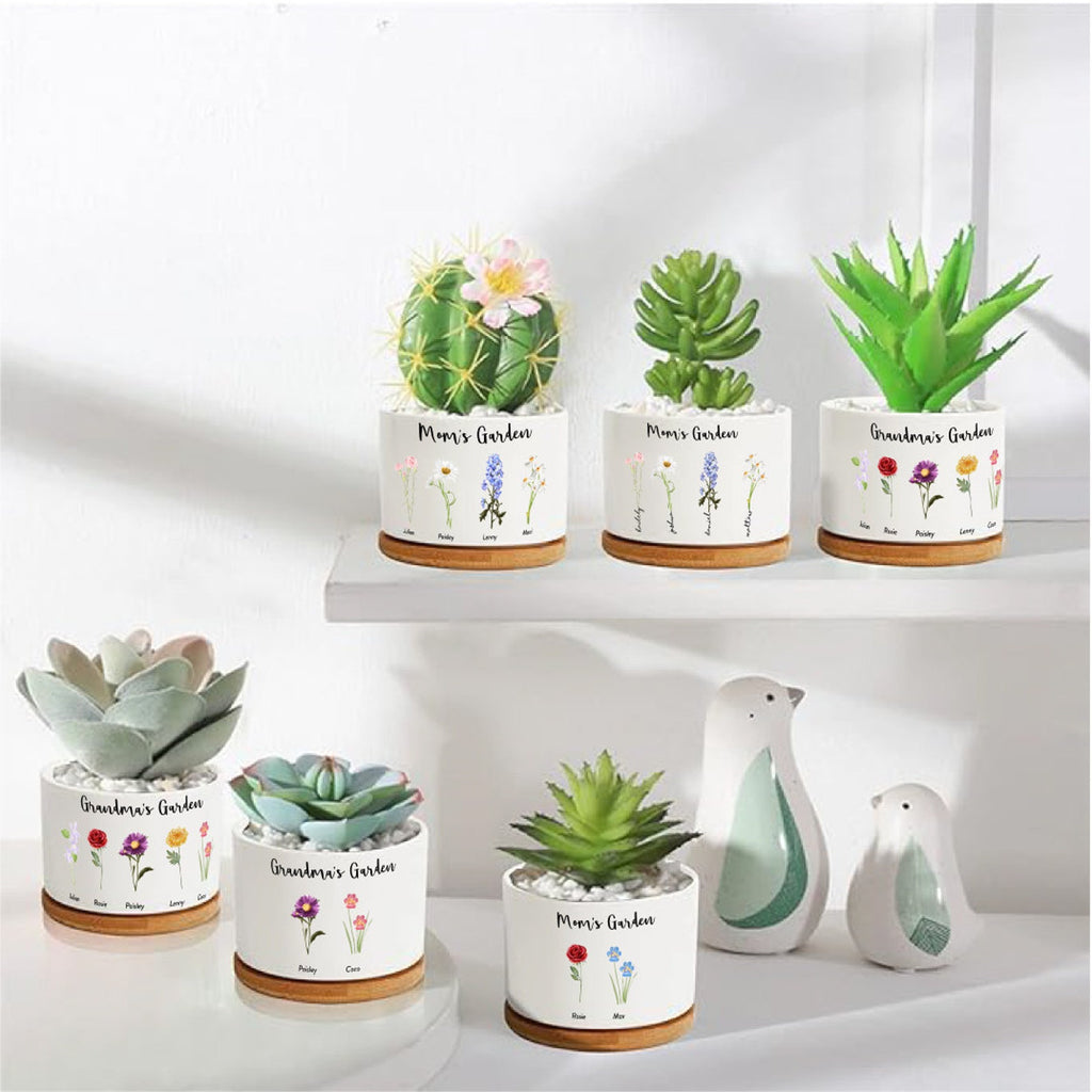 Custom Birth Month Flower Plant Pot, Personalized Mom Garden Planter, Mother’s Day Gift — photo 3