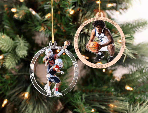 Custom Athlete Photo Ornament with Name and Jersey Number — photo 1