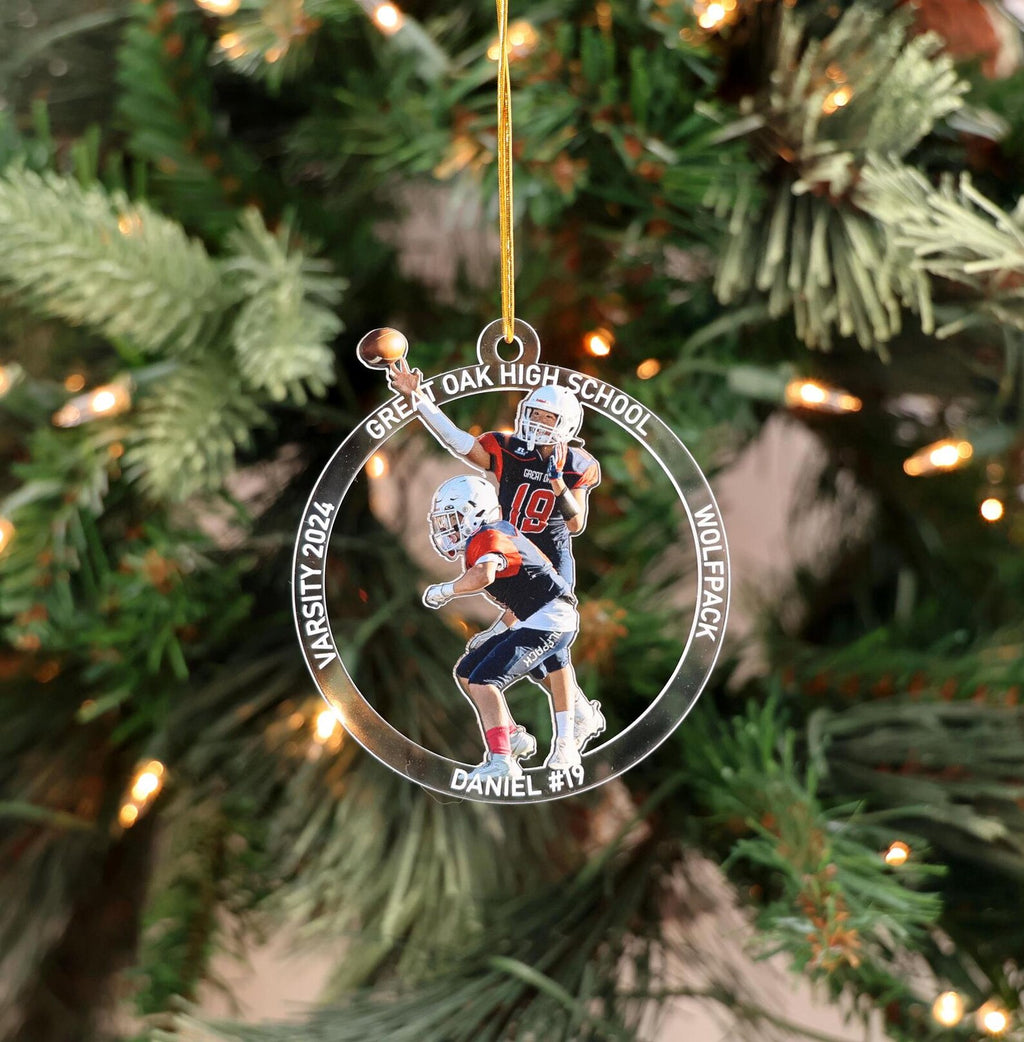 Custom Athlete Photo Ornament with Name and Jersey Number — photo 6