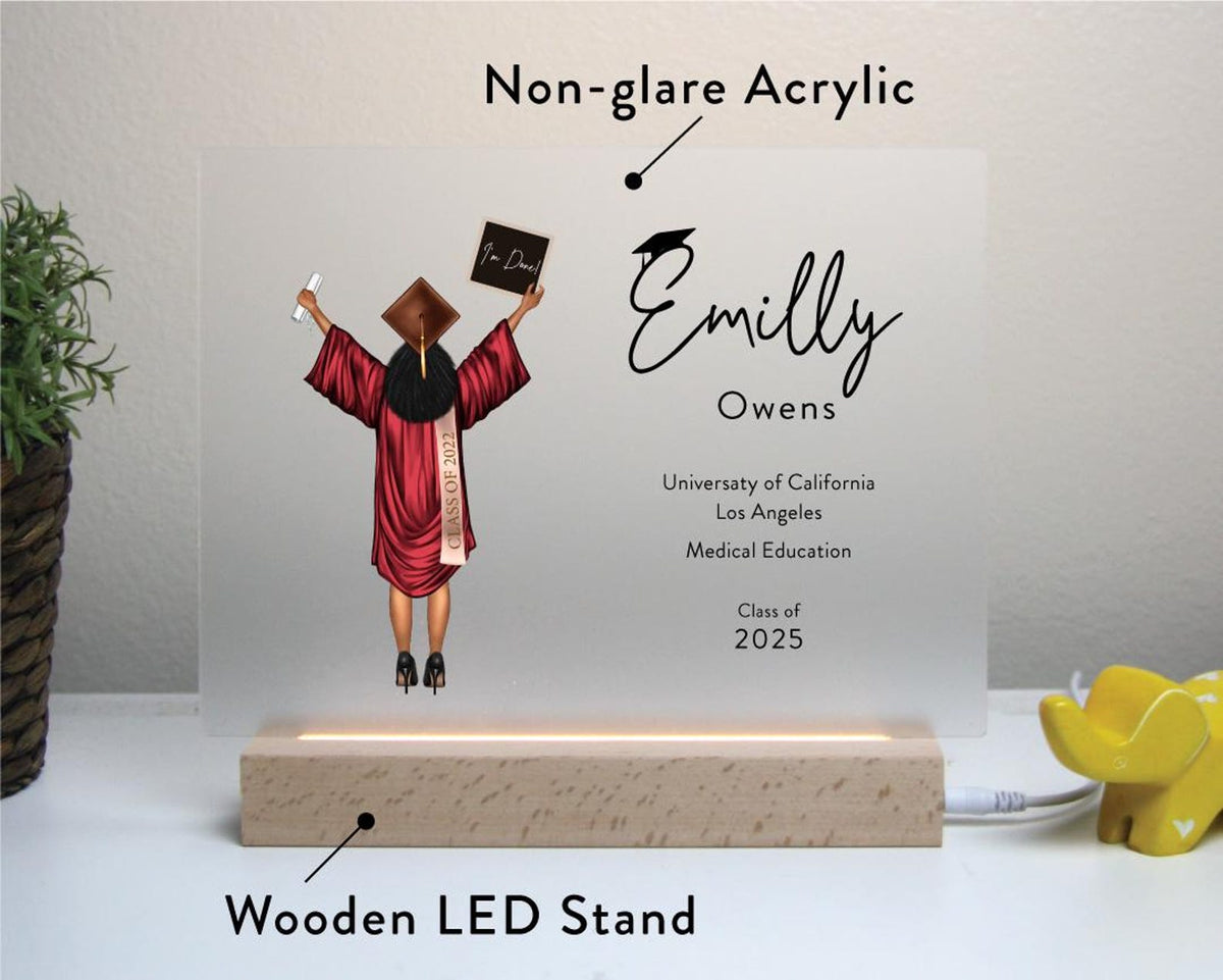 Custom Graduation Character Plaque, Personalized Back View Graduate Portrait, Class of 2026 Gift — photo 5