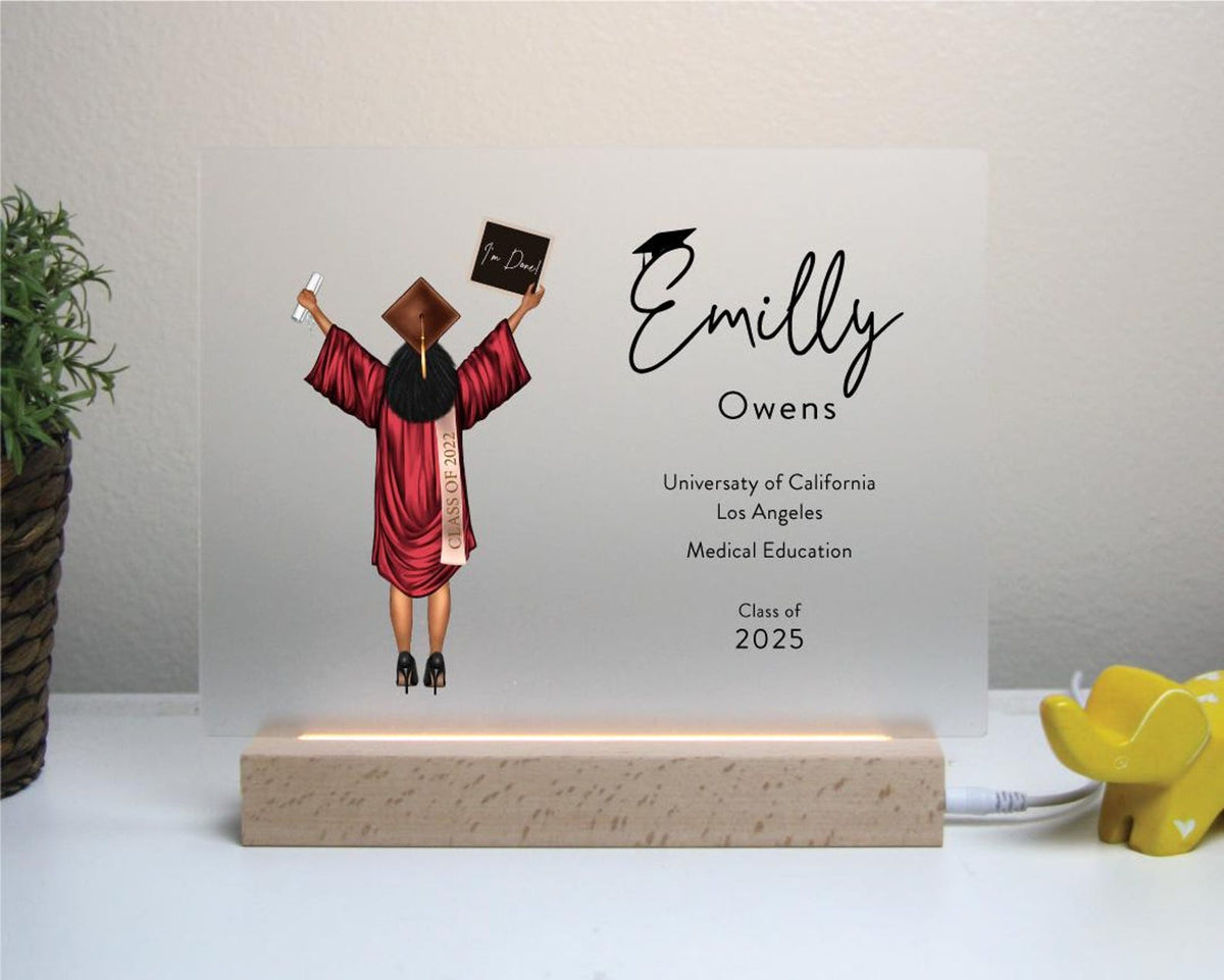 Custom Graduation Character Plaque, Personalized Back View Graduate Portrait, Class of 2026 Gift — photo 3