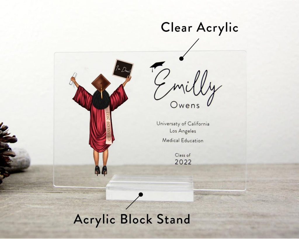 Custom Graduation Character Plaque, Personalized Back View Graduate Portrait, Class of 2026 Gift — photo 4