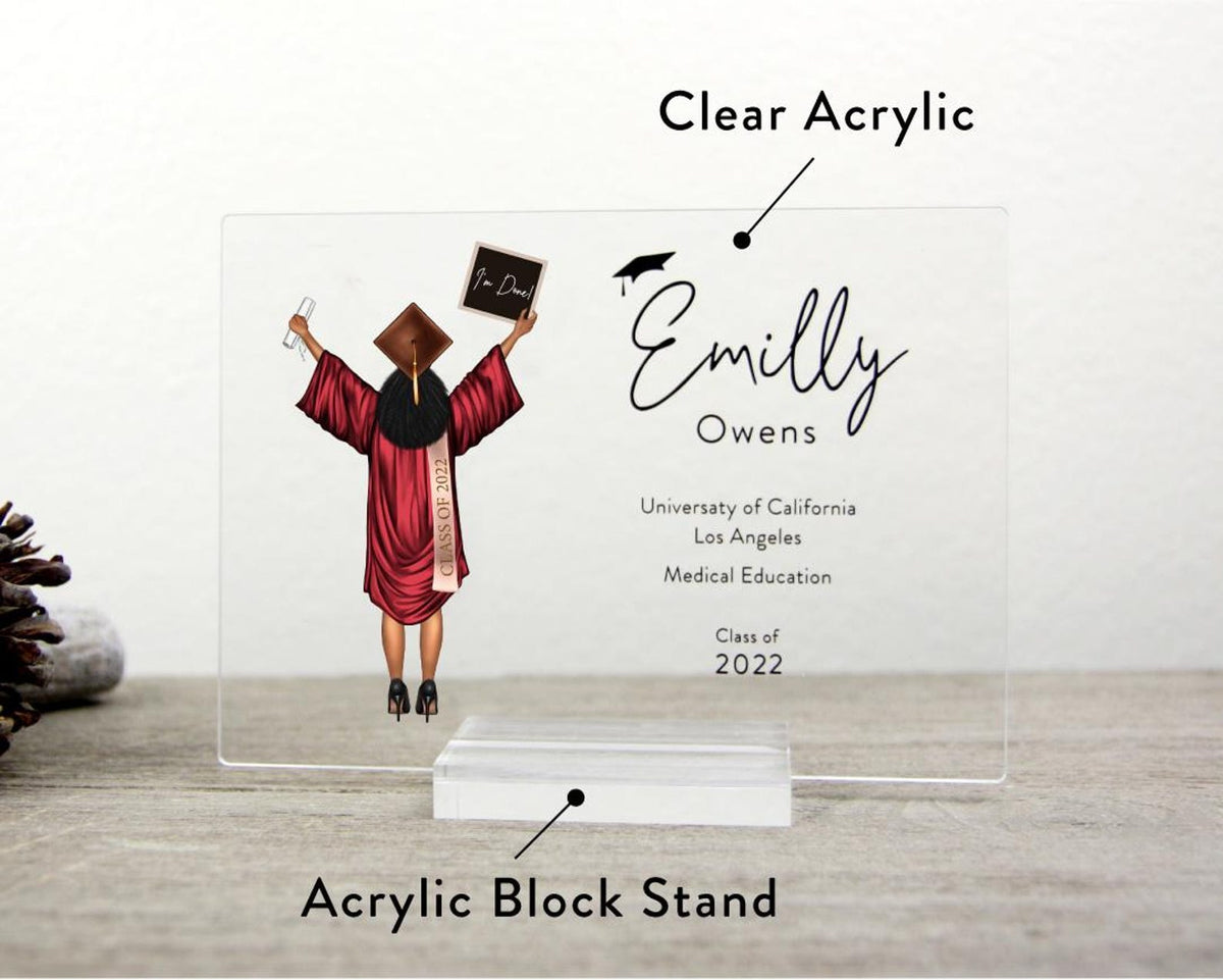 Custom Graduation Character Plaque, Personalized Back View Graduate Portrait, Class of 2026 Gift — photo 4