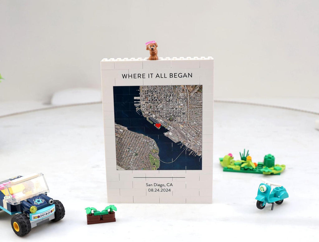 Personalized Brick Photo Frame, Custom Building Block Picture Display, Custom Photo, Text, Map Print — photo 7