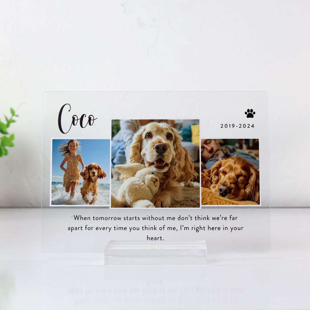 Personalized Pet Memorial Photo Collage Plaque, 3 Photos — photo 3