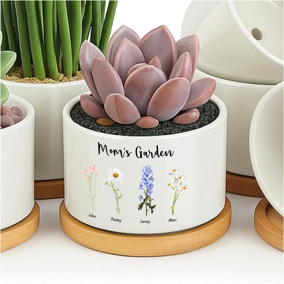 Custom Birth Month Flower Plant Pot, Personalized Mom Garden Planter, Mother’s Day Gift — photo 1
