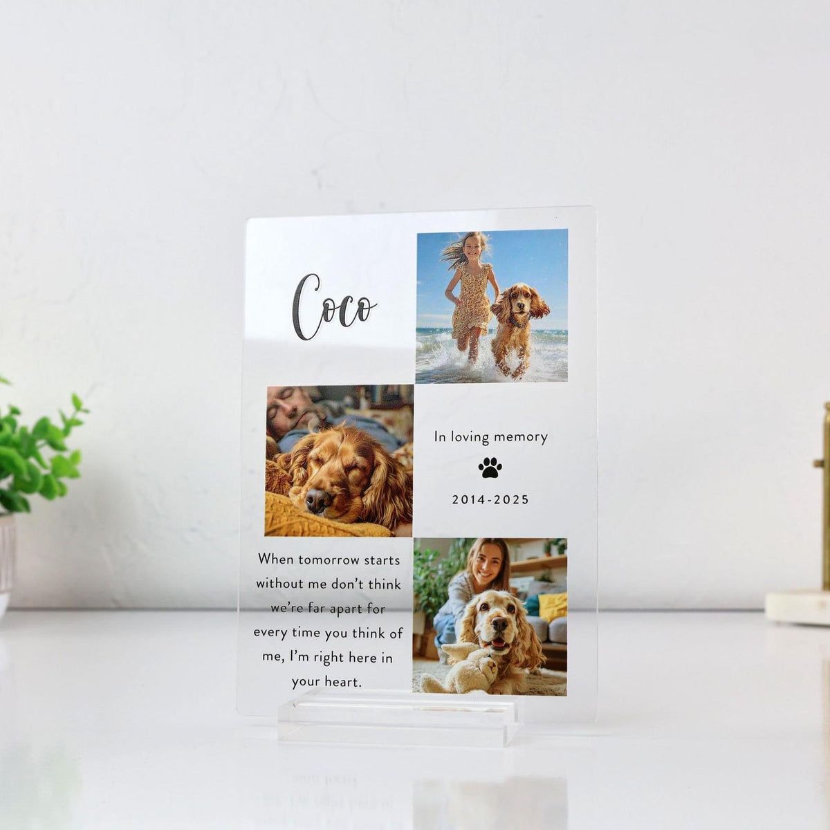 Personalized Pet Memorial Photo Collage Plaque, 3 Photos — photo 2