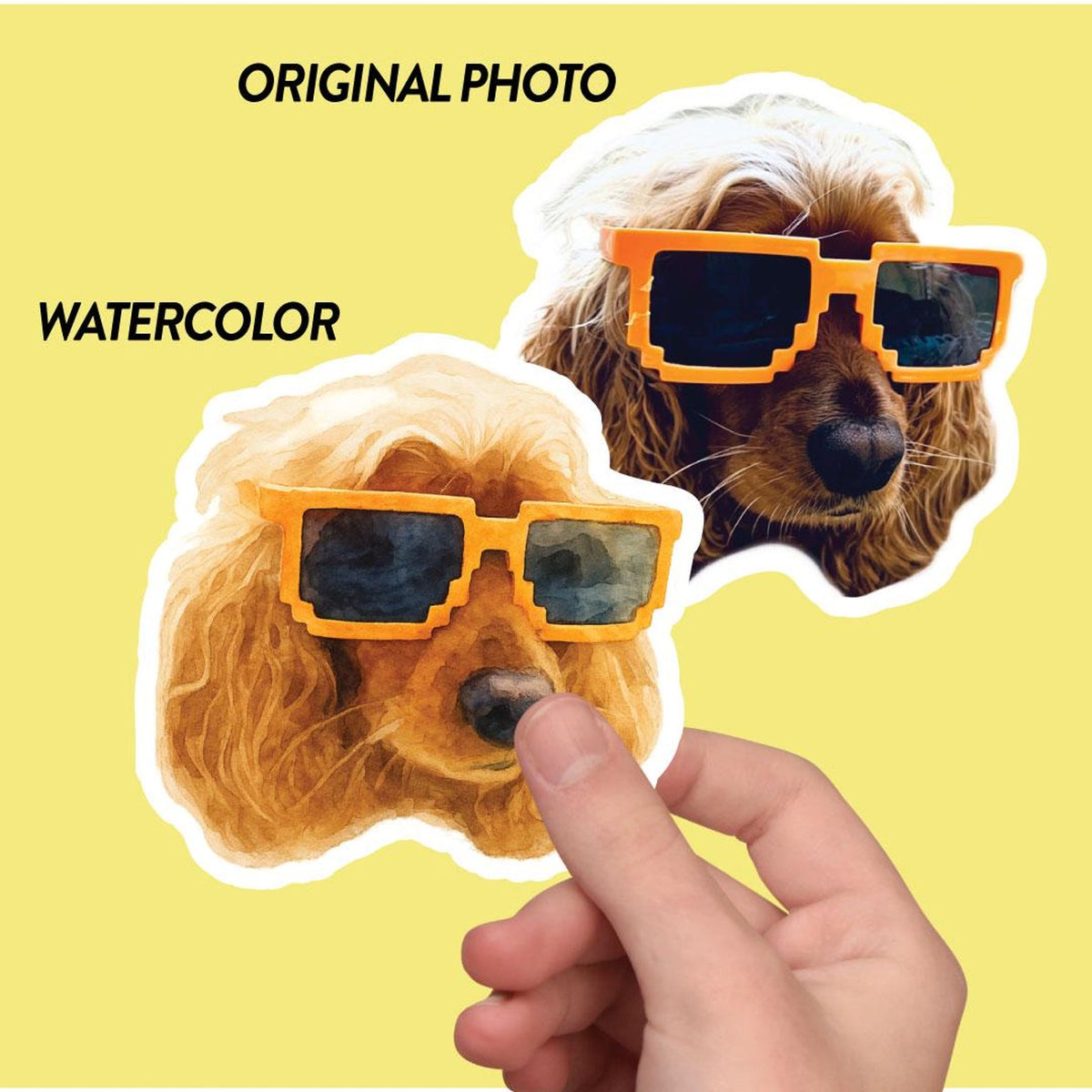 Custom Pet Face Stickers – 5x7” Waterproof Vinyl Sheet | Personalized Dog or Cat Stickers | Dishwasher Safe | Optional Watercolor Style — photo 3