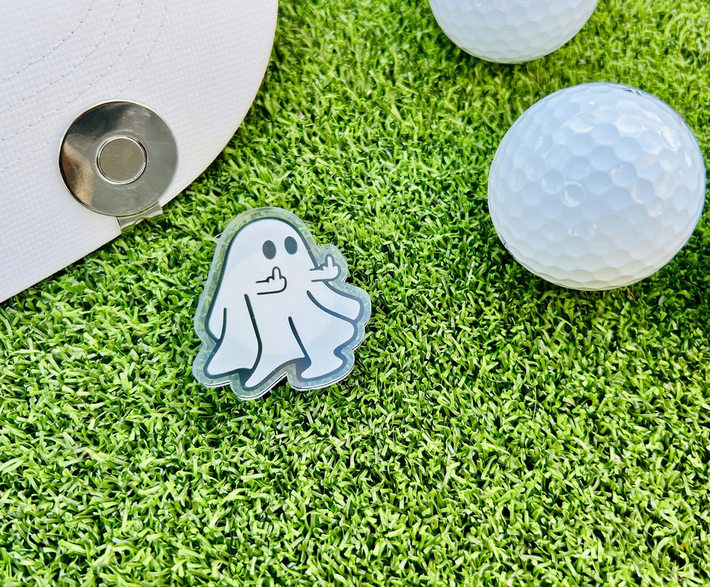 Middle Finger Ghost Hat Clip, Spooky Ghost Golf Ball Marker, Funny Ball Marker, Golf Ball Marker, Funny Golf Gift — photo 2