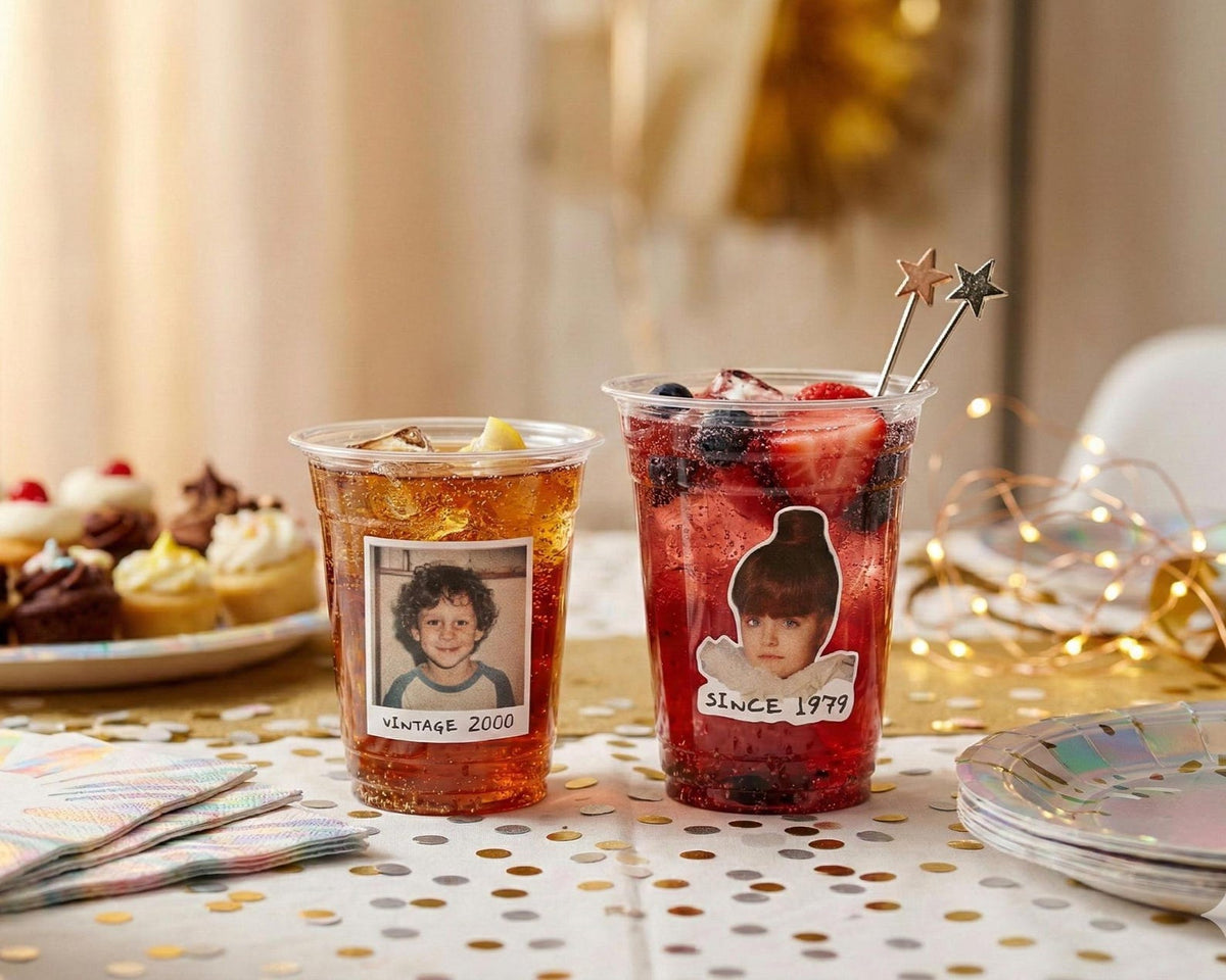 Custom Photo Plastic Cups, Personalized Party Cups with Custom Stickers — photo 4