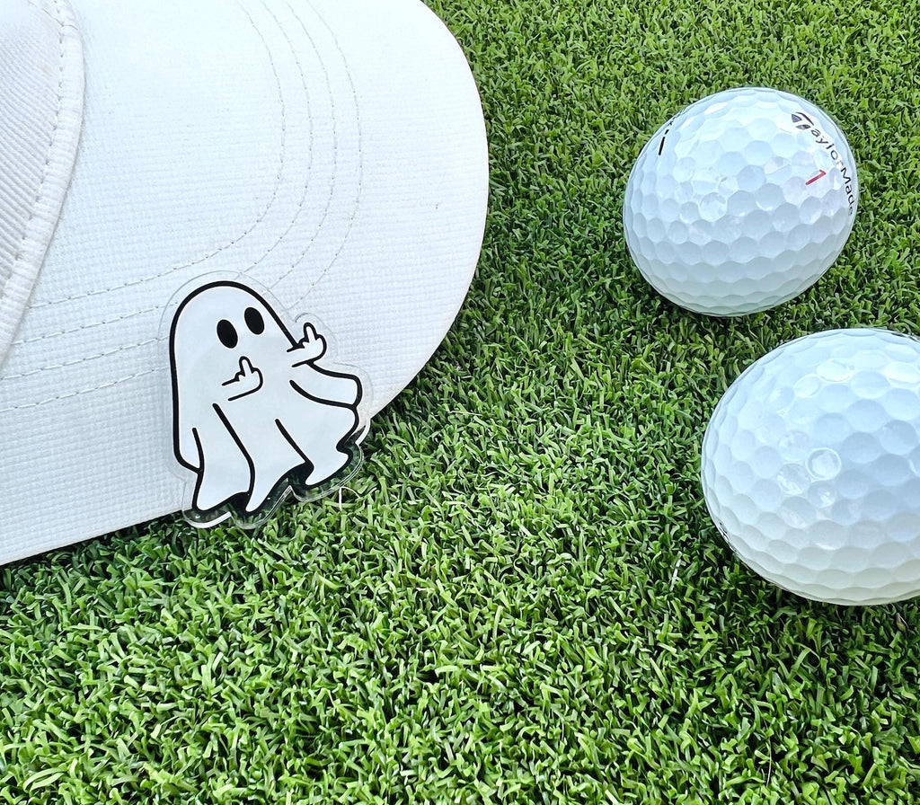 Middle Finger Ghost Hat Clip, Spooky Ghost Golf Ball Marker, Funny Ball Marker, Golf Ball Marker, Funny Golf Gift — photo 1