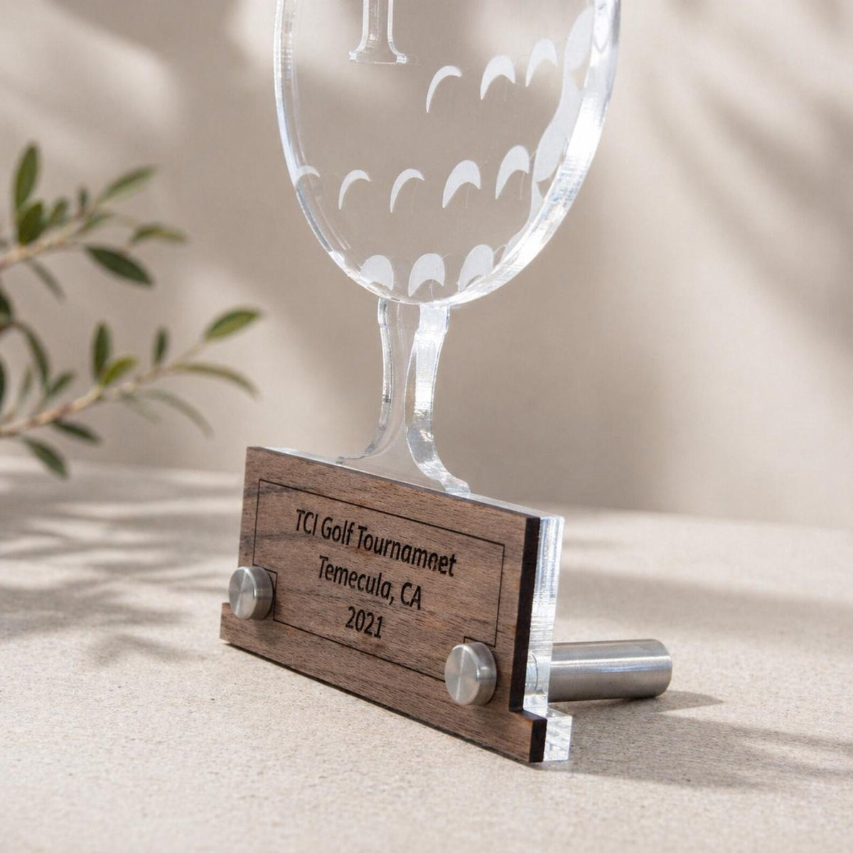 Custom Golf Trophy, Acrylic Golf Award, Engraved Wood Base, Personalized Tournament Trophy, Golf Prize, Corporate Golf Gift — photo 3