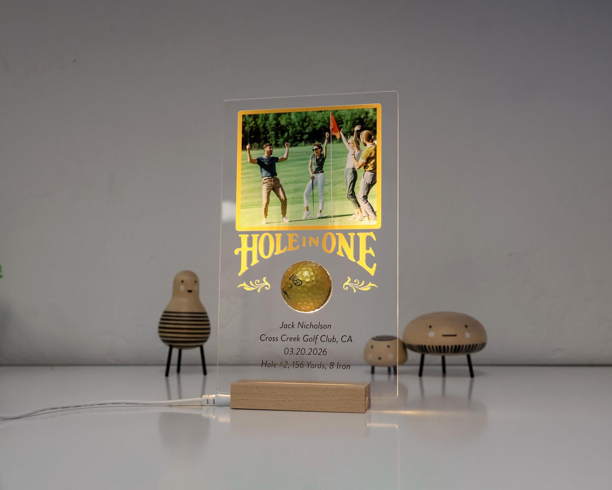 Personalized Hole in One Plaque with Golf Ball Holder, Custom Golf Gift, Hole in One Display, Golfer Gift — photo 14