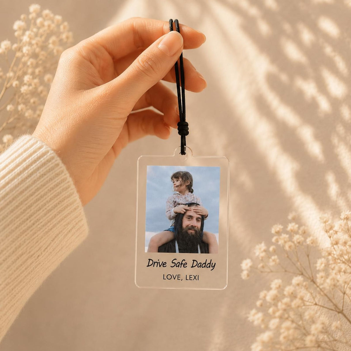 Personalized Acrylic Photo Car Mirror Tag, Drive Safe Keepsake — photo 9