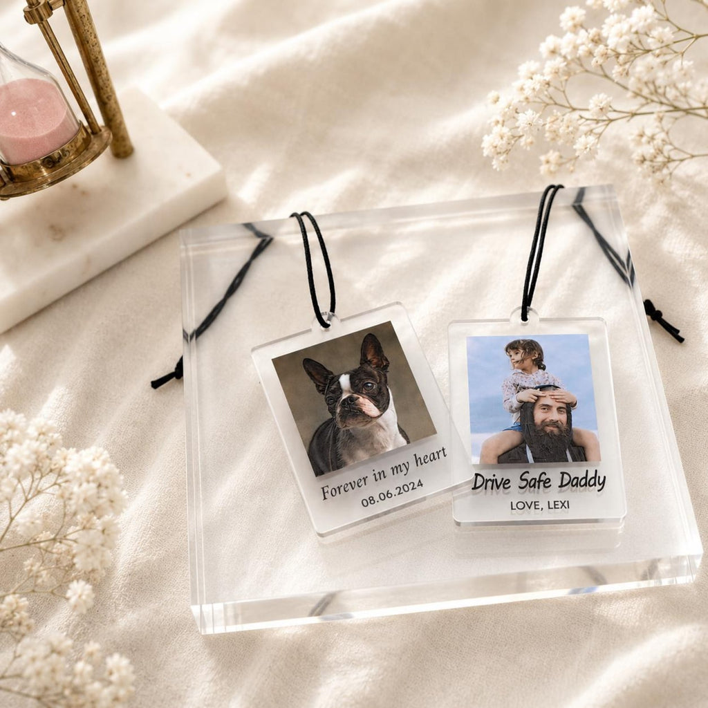 Personalized Acrylic Photo Car Mirror Tag, Drive Safe Keepsake — photo 5