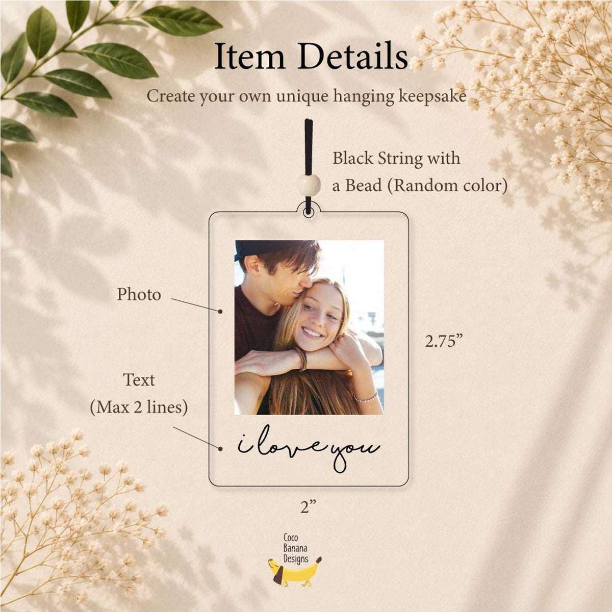 Personalized Acrylic Photo Car Mirror Tag, Drive Safe Keepsake — photo 2