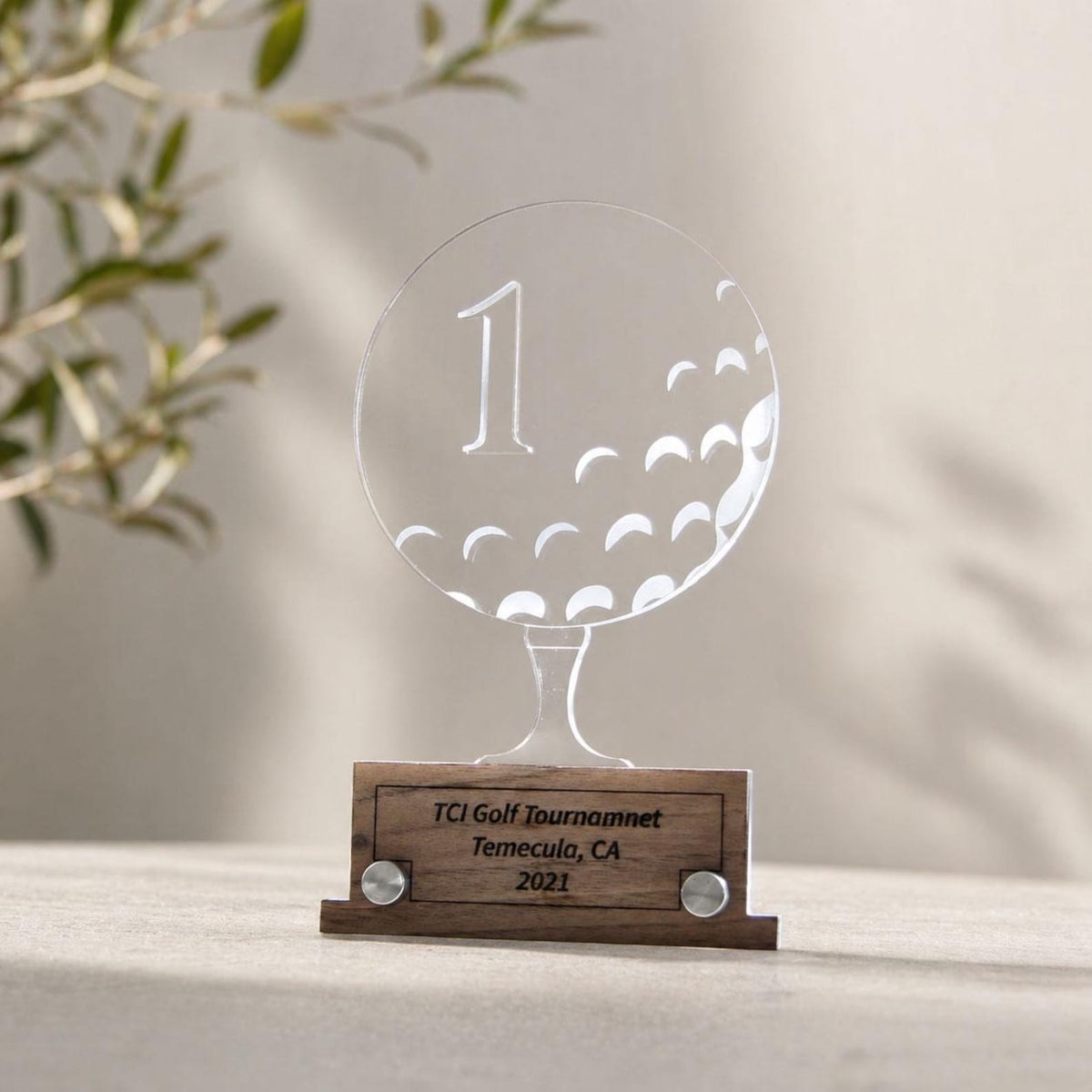 Custom Golf Trophy, Acrylic Golf Award, Engraved Wood Base, Personalized Tournament Trophy, Golf Prize, Corporate Golf Gift — photo 1