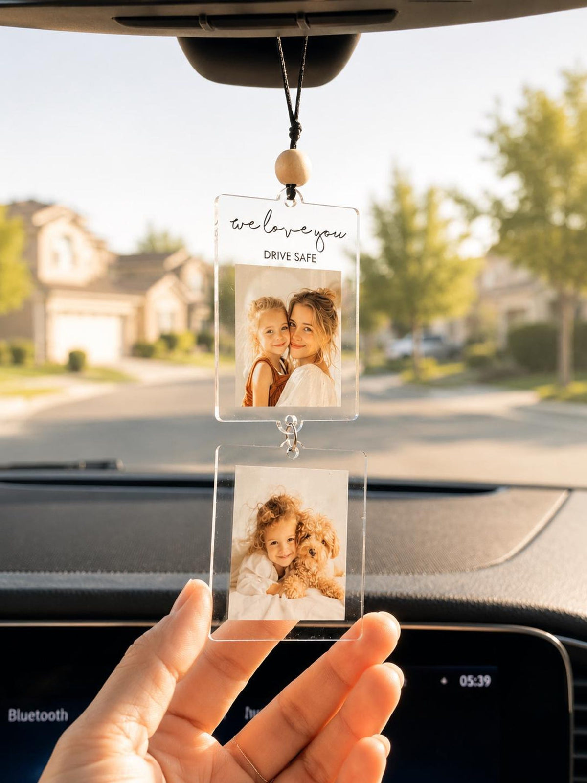 Personalized Car Mirror Hanging Photo, Personalized Hanging Picture Tags — photo 1
