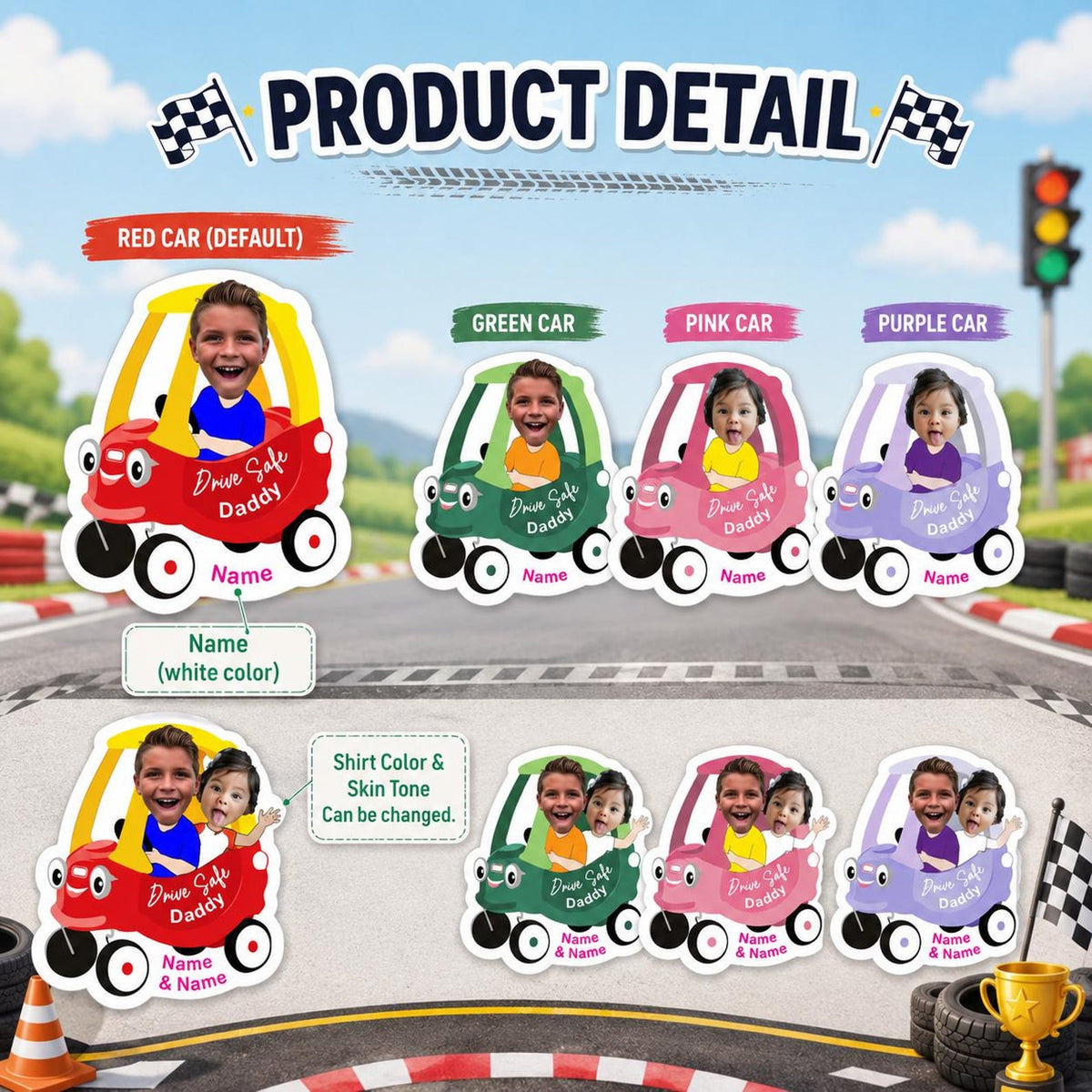 Drive Safe Daddy, Kid Face Toy Car, Baby Photo Face, Father's Day Gift — photo 5