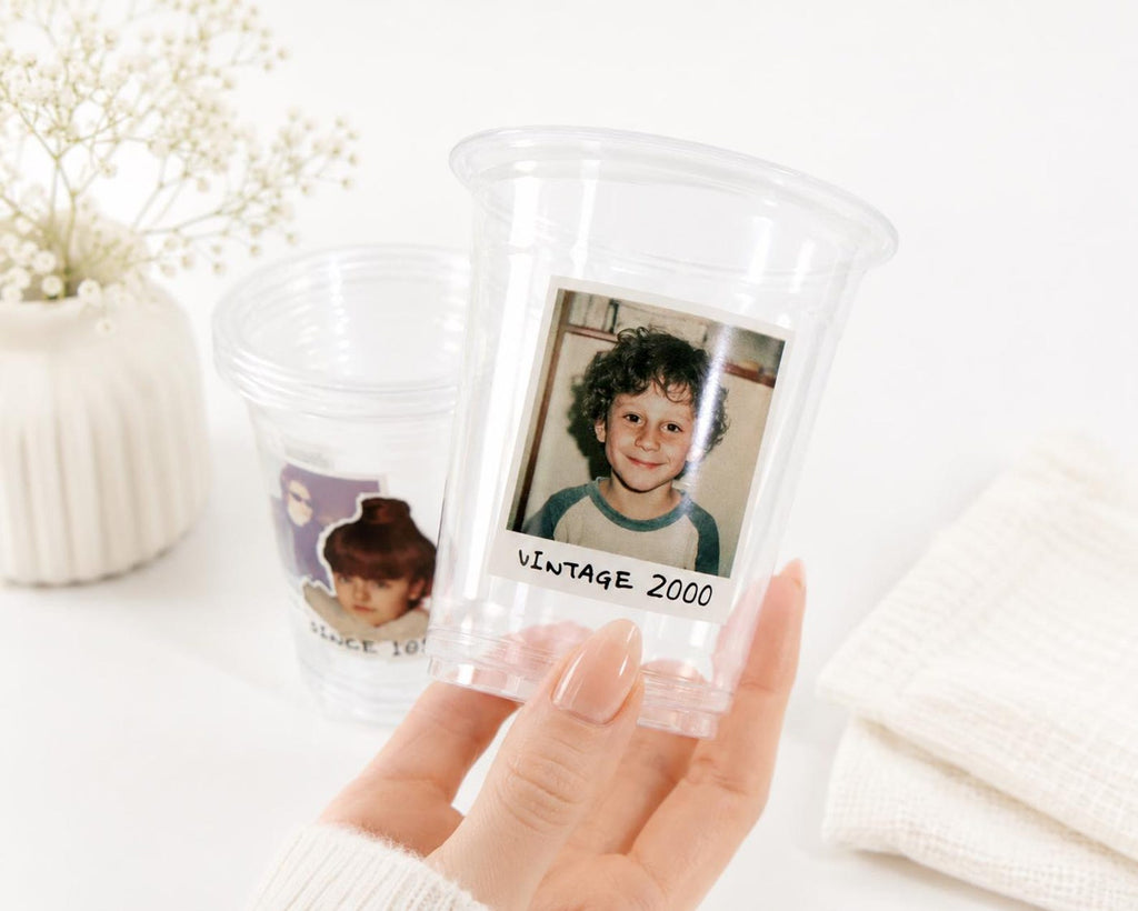 Custom Photo Plastic Cups, Personalized Party Cups with Custom Stickers — photo 1