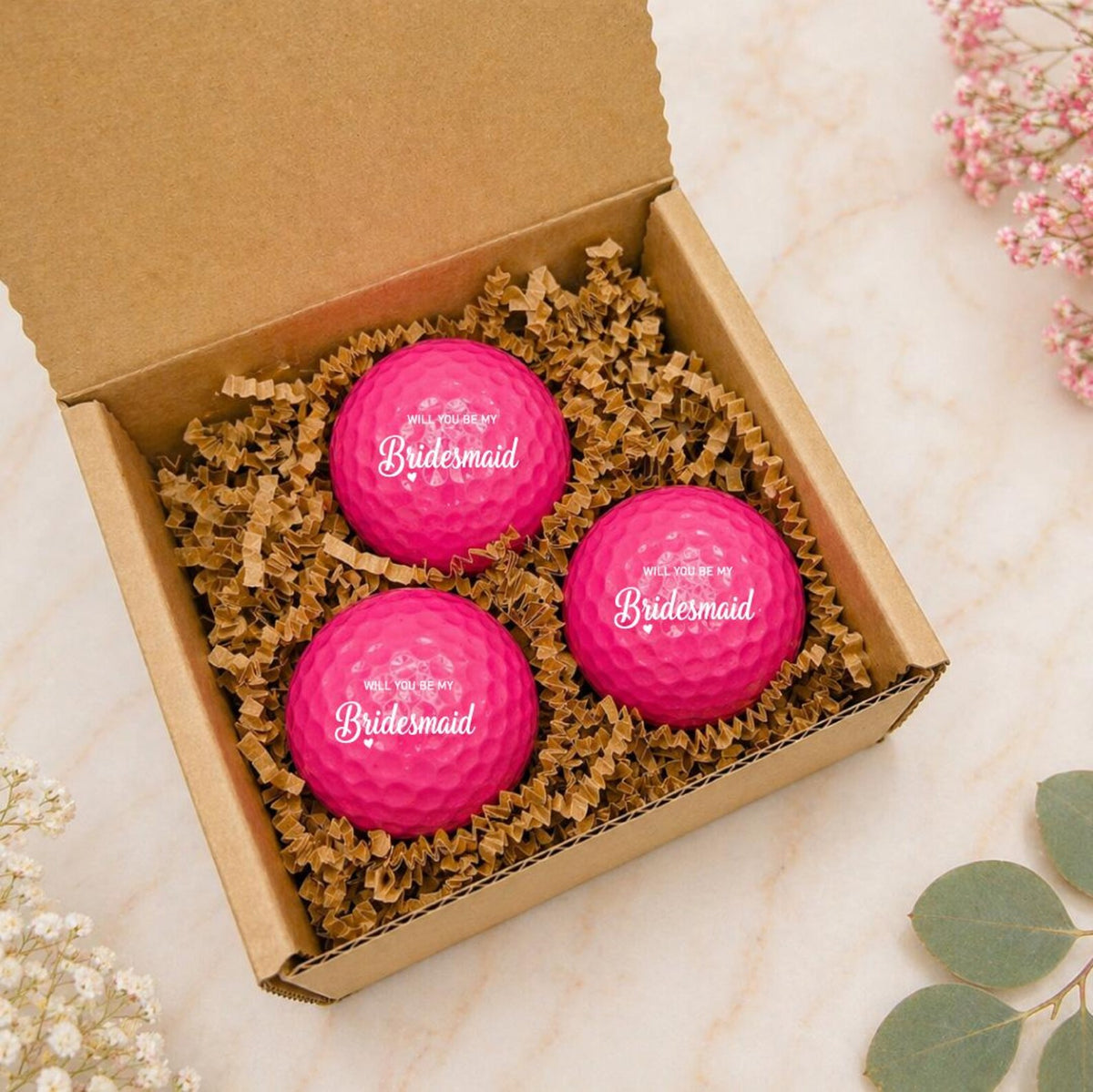 Bridesmaid Proposal Gift, Personalized Golf Balls Gift Set, Maid of Honor Gift, Custom Pink Golf Balls, Bridal Party Gift — photo 3