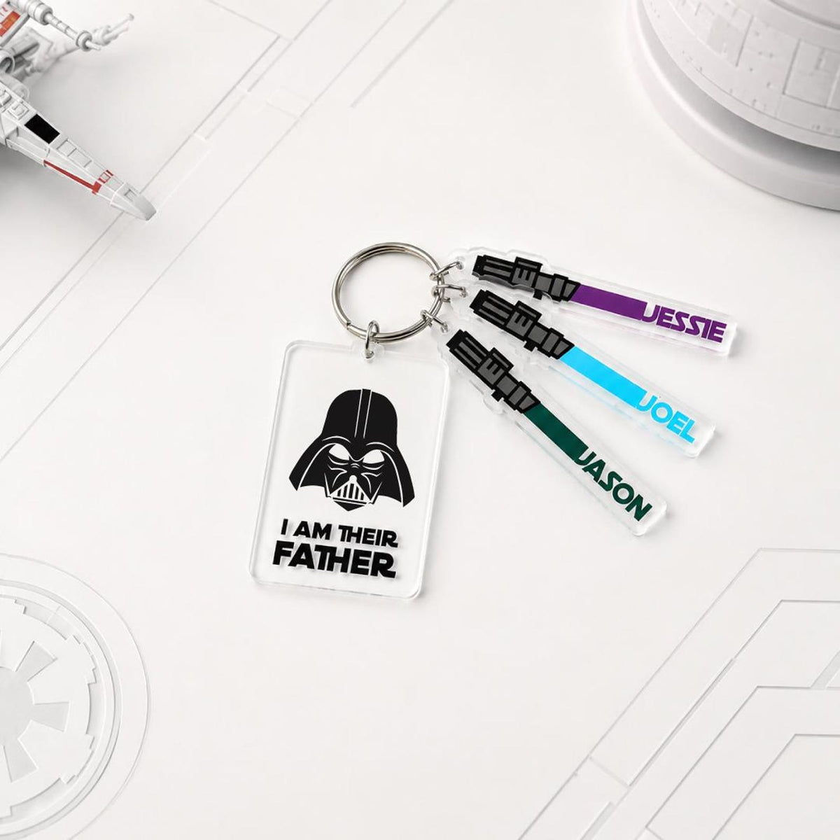 I'm Their Father Keyring, Personalized Name Keychain, Custom Name Lightsaber, Star Wars Keychain — photo 2