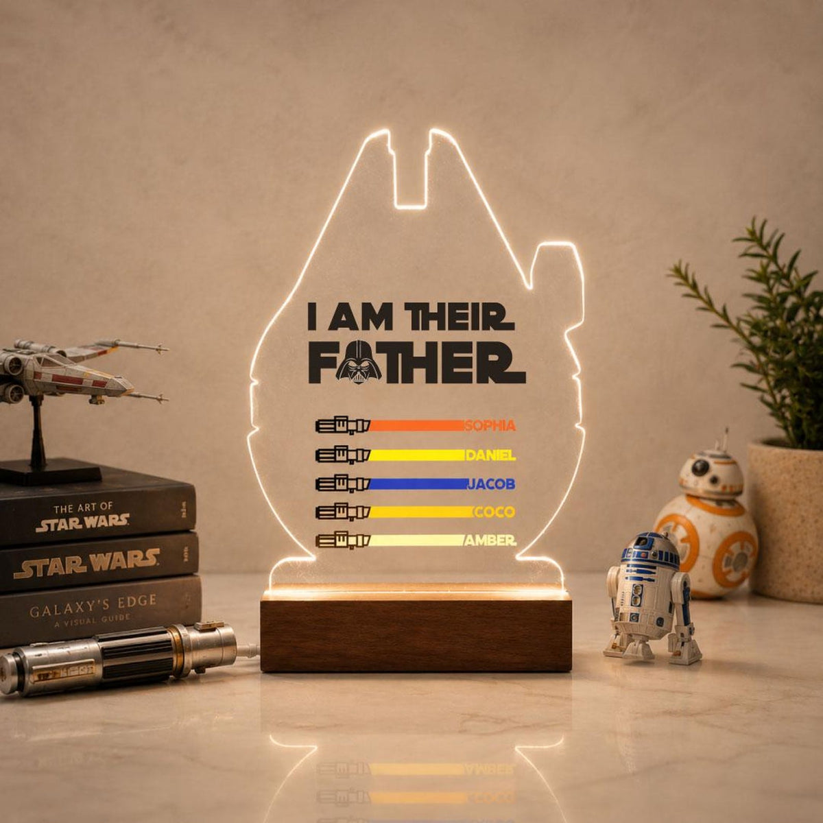 I Am Their Father Custom LED Acrylic Lamp - Personalized Lightsaber Name Display — photo 1