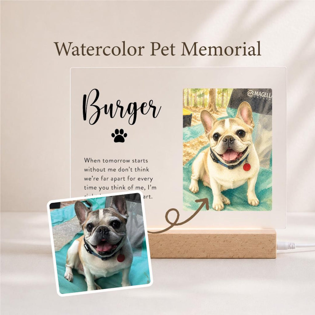 Personalized Watercolor Pet Memorial Acrylic Photo Plaque — photo 1
