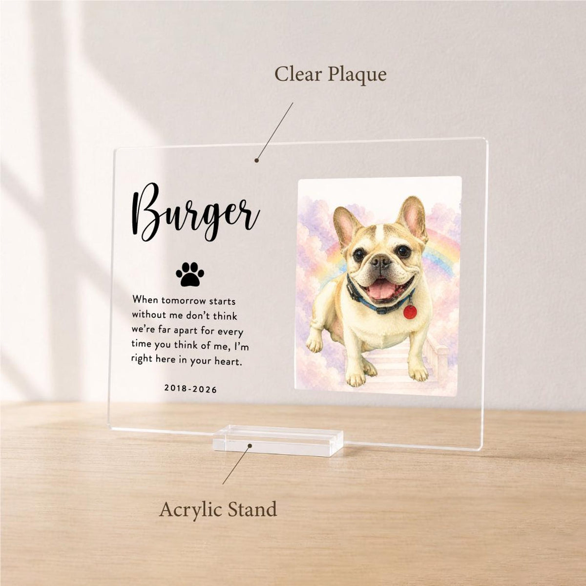 Personalized Watercolor Pet Memorial Acrylic Photo Plaque — photo 14