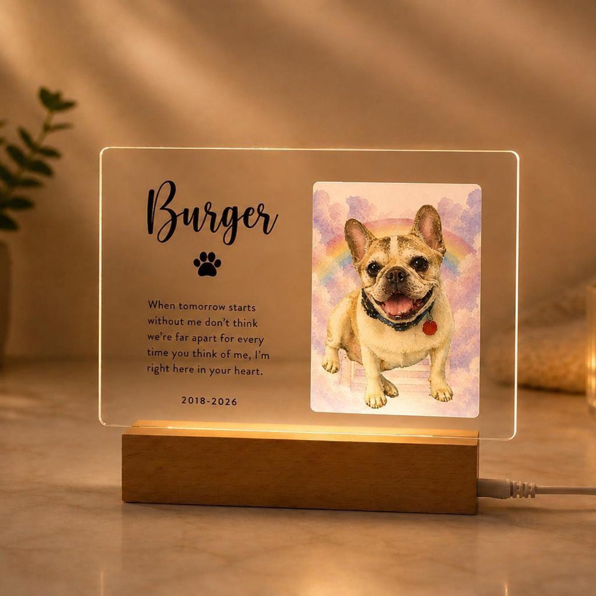 Personalized Watercolor Pet Memorial Acrylic Photo Plaque — photo 4