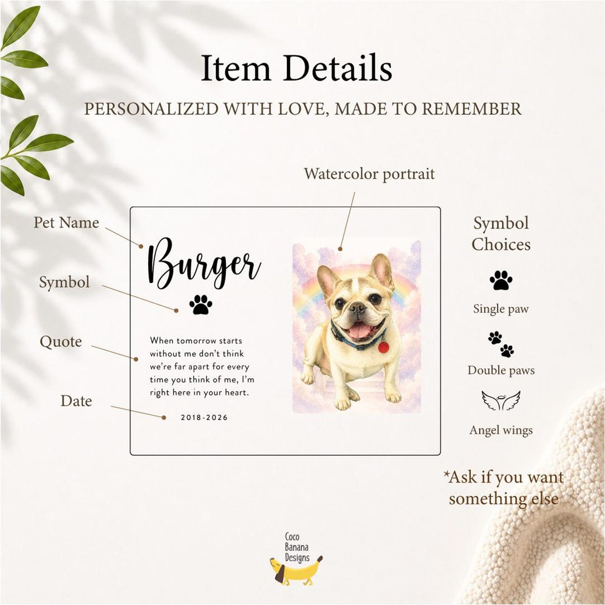 Personalized Watercolor Pet Memorial Acrylic Photo Plaque — photo 6