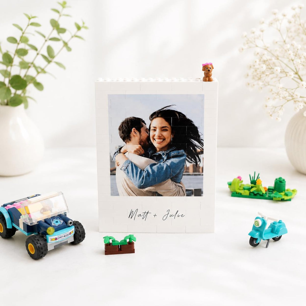 Personalized Brick Photo Frame, Custom Building Block Picture Display, Custom Photo, Text, Map Print — photo 1