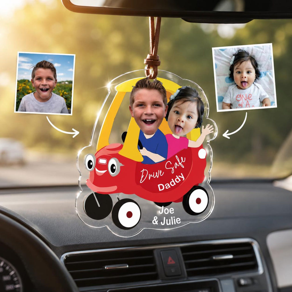 Drive Safe Daddy, Kid Face Toy Car, Baby Photo Face, Father's Day Gift — photo 1