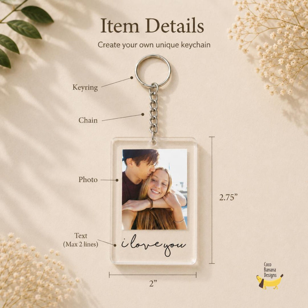 Custom Photo Keychain, Personalized Photo Keychain, Anniversary Gift — photo 2