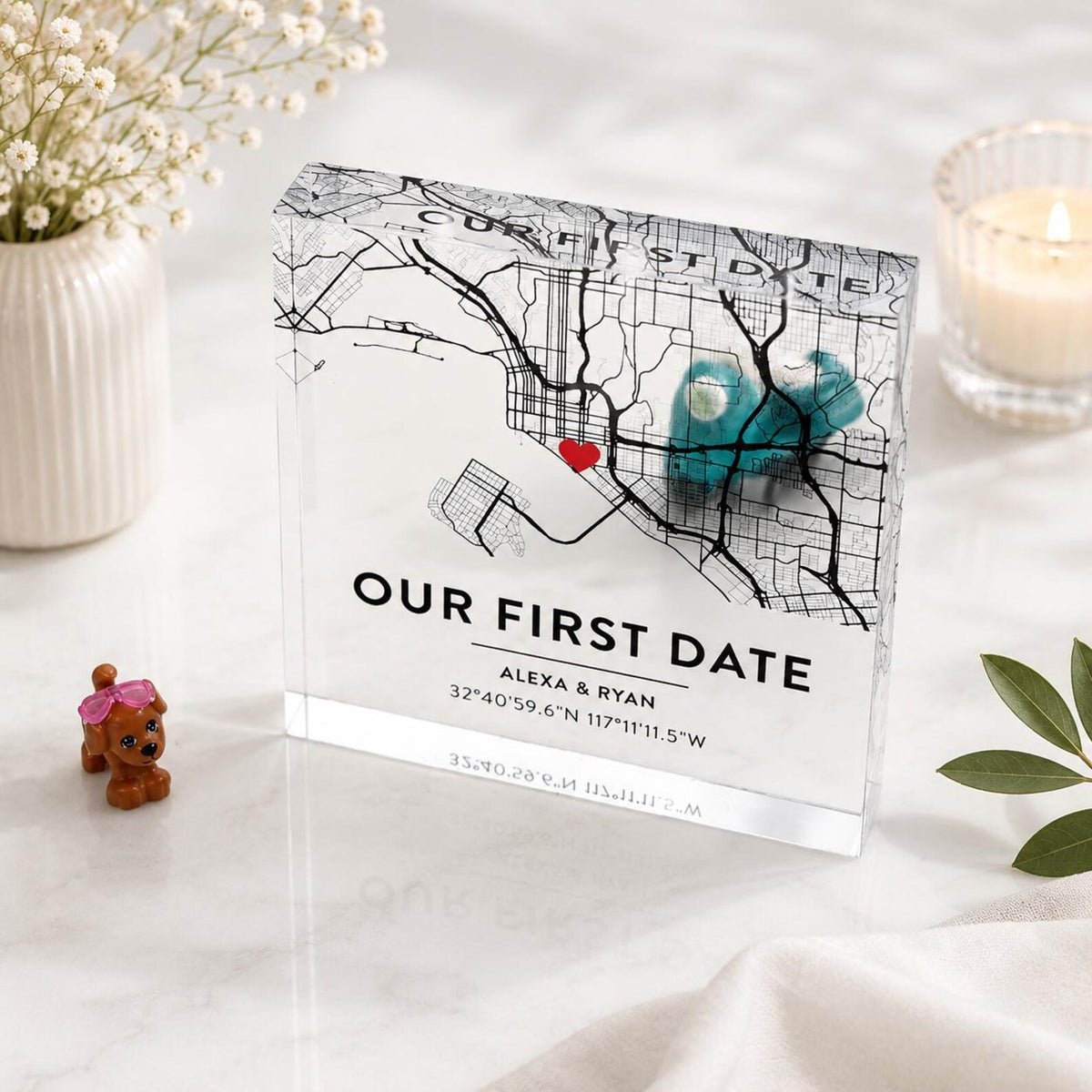 Personalized Date Map Acrylic Block - Commemorate Your Special Place — photo 4