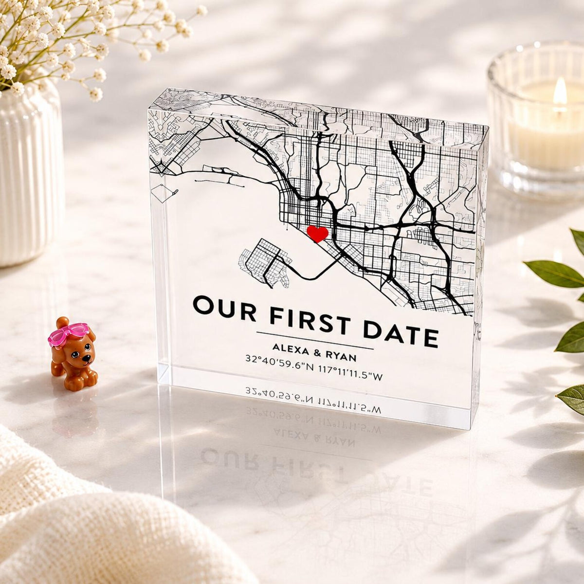 Personalized Date Map Acrylic Block - Commemorate Your Special Place — photo 3