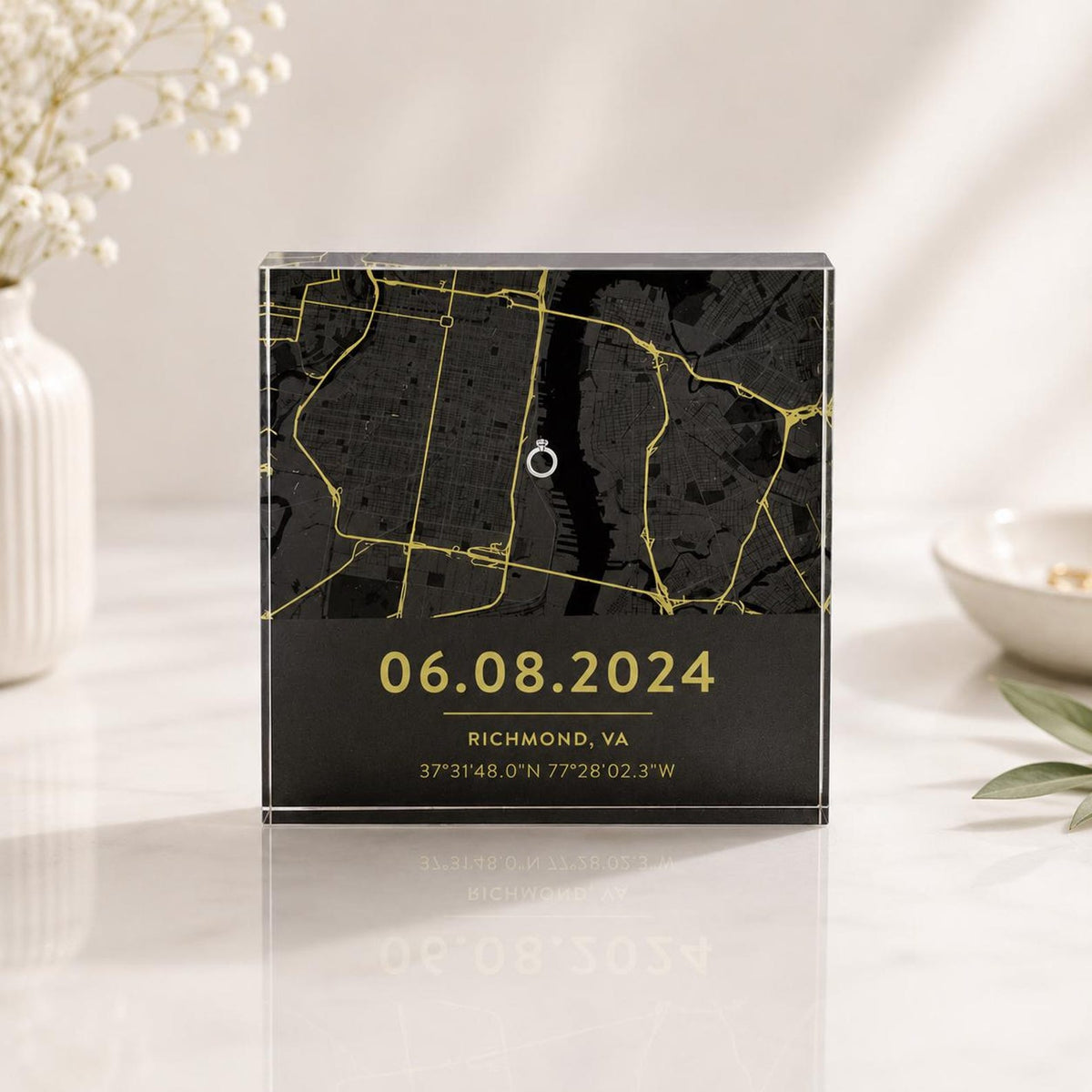 Personalized Date Map Acrylic Block - Commemorate Your Special Place — photo 7