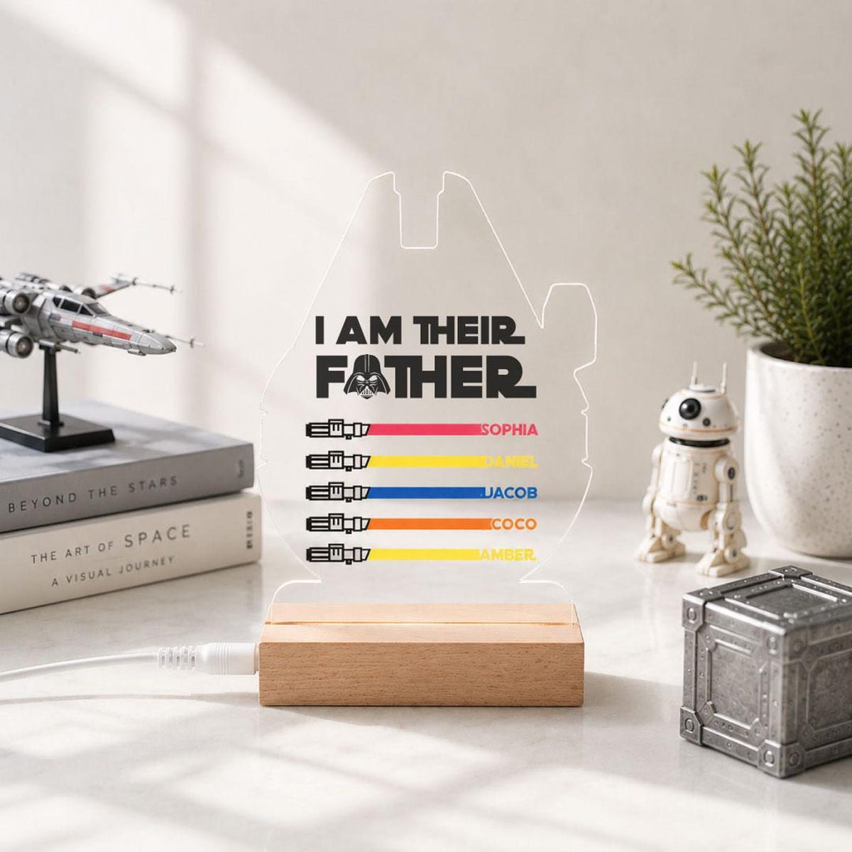 I Am Their Father Custom LED Acrylic Lamp - Personalized Lightsaber Name Display — photo 3