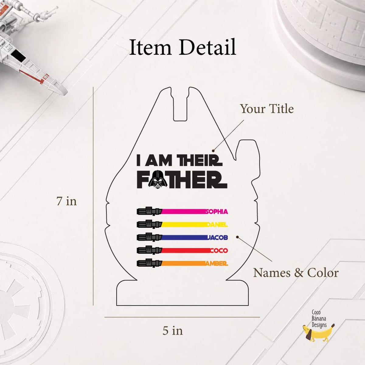 I Am Their Father Custom LED Acrylic Lamp - Personalized Lightsaber Name Display — photo 6