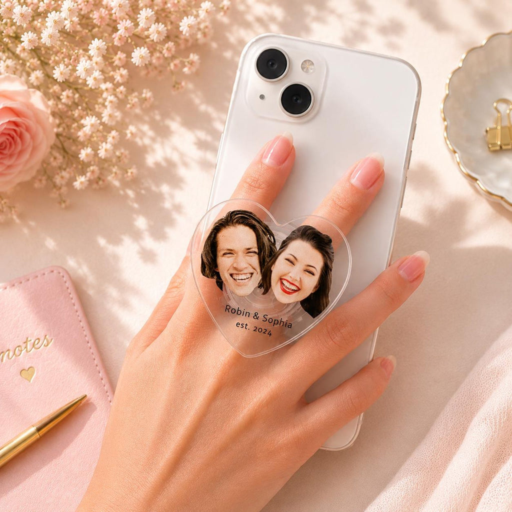 Custom Photo Phone Grip, Personalized Heart or Round Magnetic Phone Stand — photo 9