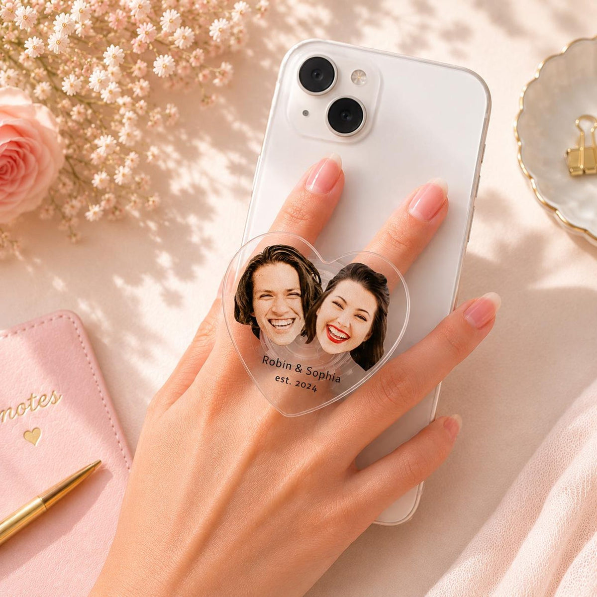 Custom Photo Phone Grip, Personalized Heart or Round Magnetic Phone Stand — photo 9