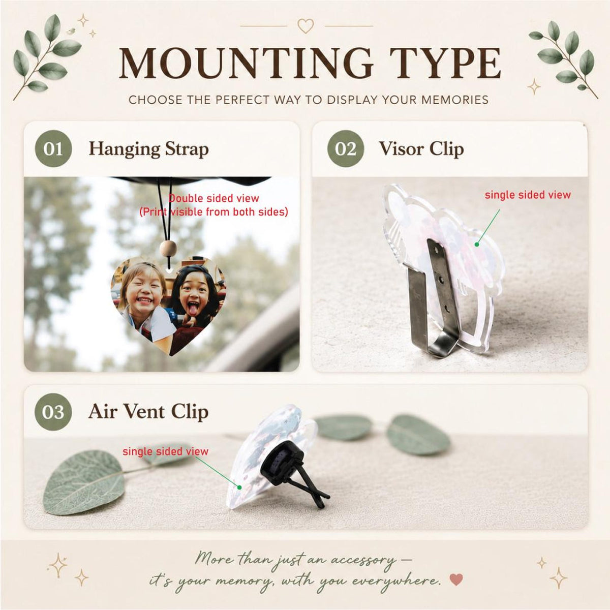 Custom Photo Car Accessory, Rearview Mirror Hanging Photo, Sun Visor Clip — photo 6