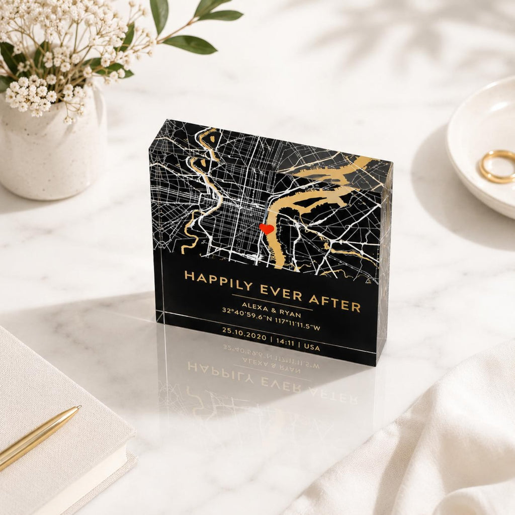 Personalized Date Map Acrylic Block - Commemorate Your Special Place — photo 2