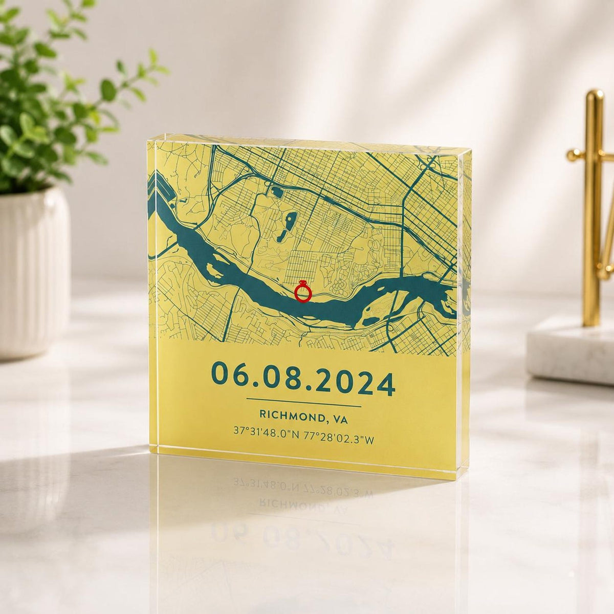 Personalized Date Map Acrylic Block - Commemorate Your Special Place — photo 8