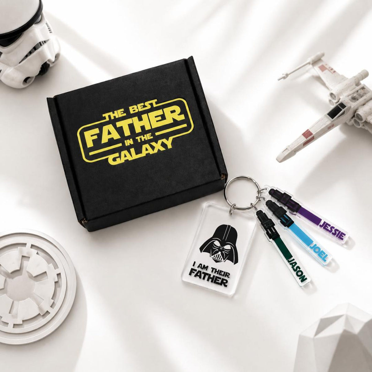 I'm Their Father Keyring, Personalized Name Keychain, Custom Name Lightsaber, Star Wars Keychain — photo 1